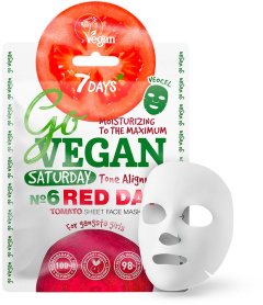 7DAYS Go Vegan Tomato Sheet Face Mask Saturday Red Day For Gangstar Girls (25g)