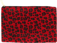 BYS Cosmetic Bag Leopard Red/Black Zip Pull